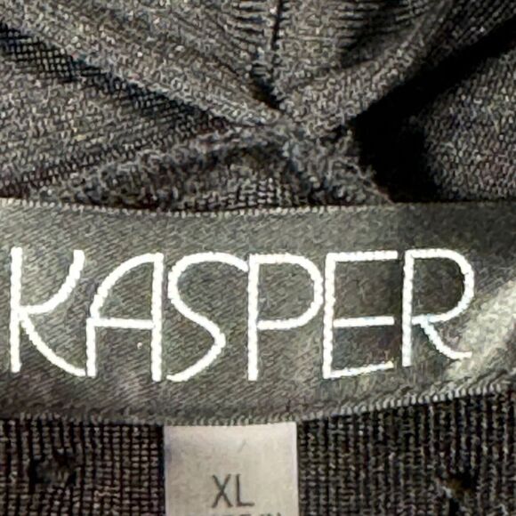 Kasper Cardigan Jacket XL Black Jersey Open Front Fitted Back Goth Casual Office - Picture 6 of 10